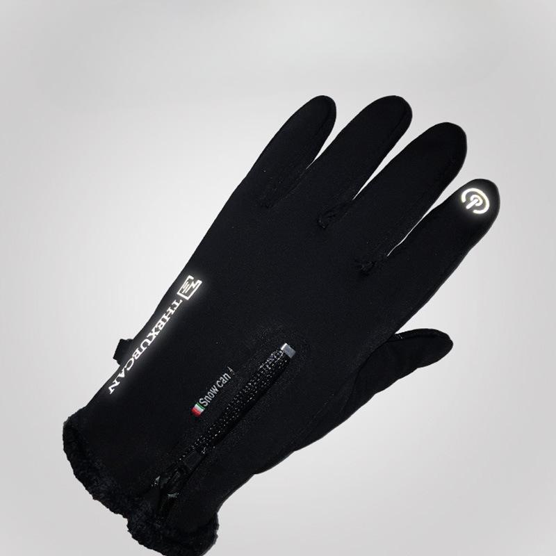 Winter Warm Adult Ski Gloves Zipper Touch Screen Motorcycle Riding Gloves Waterproof and Thickened Cold Proof