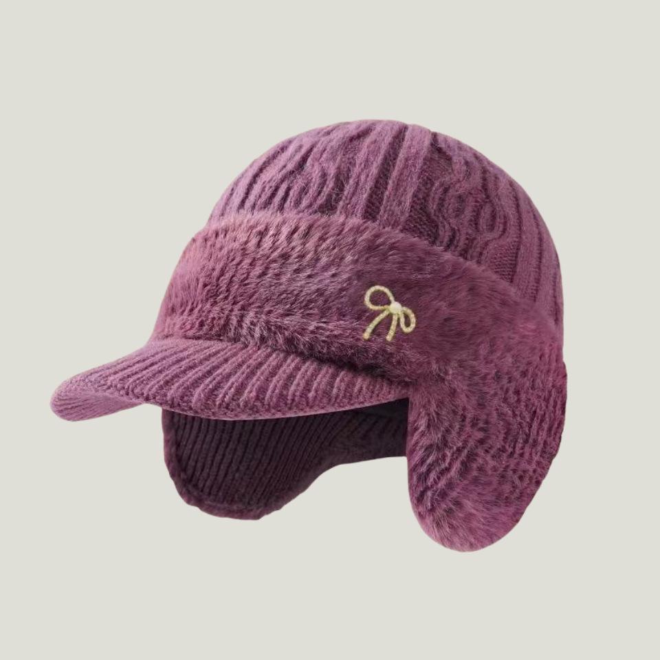 Men's Winter Knit Hat and Scarf Set with Ear Protection for Seniors