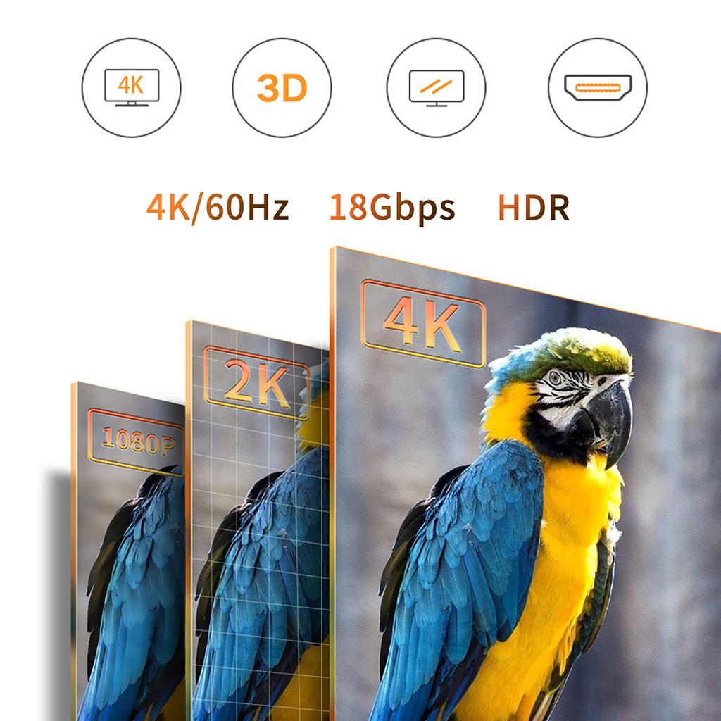 Fast Speed 4K HDMI2.0 Cable 18Gbps 60Hz with Gold Plateds Connectors for Home Entertainment Systems