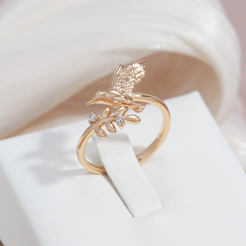 Kinel Bride And Leaves lahtised sõrmused naistele Roosa kullavärvi peened ehted