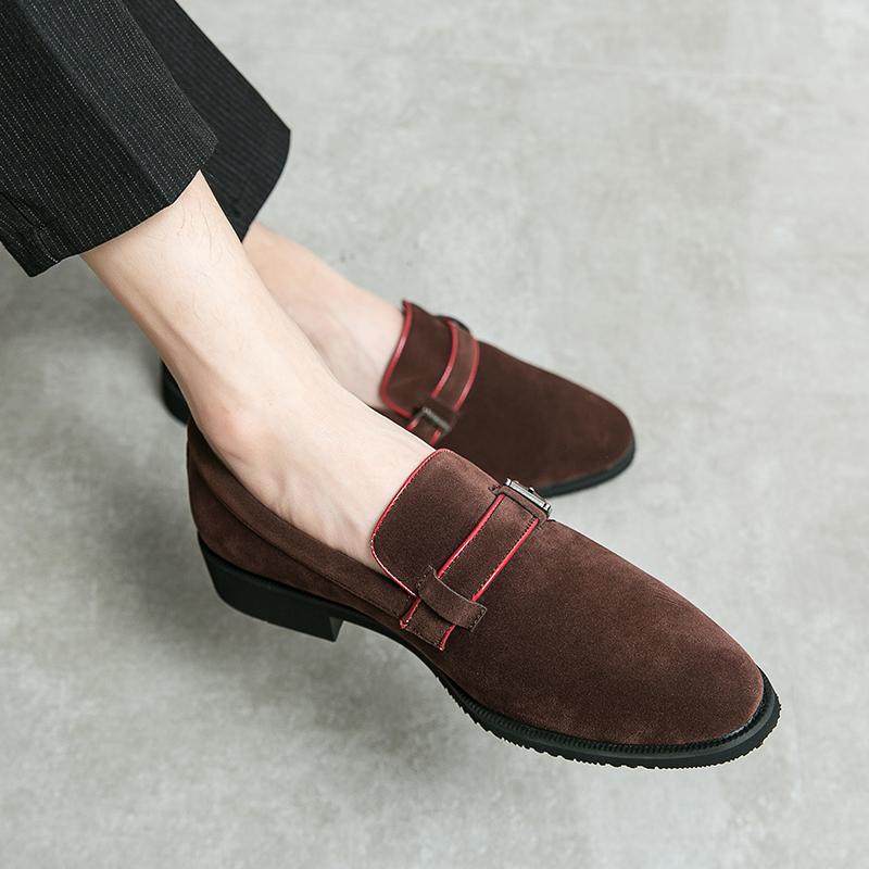 2024 Men s Large Matte Retro Pointed Toe Leather Slip-on Loafers 41 коричневый