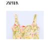 Zaprha 2025 New Arrival Elegant Graceful Linen Blended Printing Slip Dress Waist-Tight Slim Looking 3292175