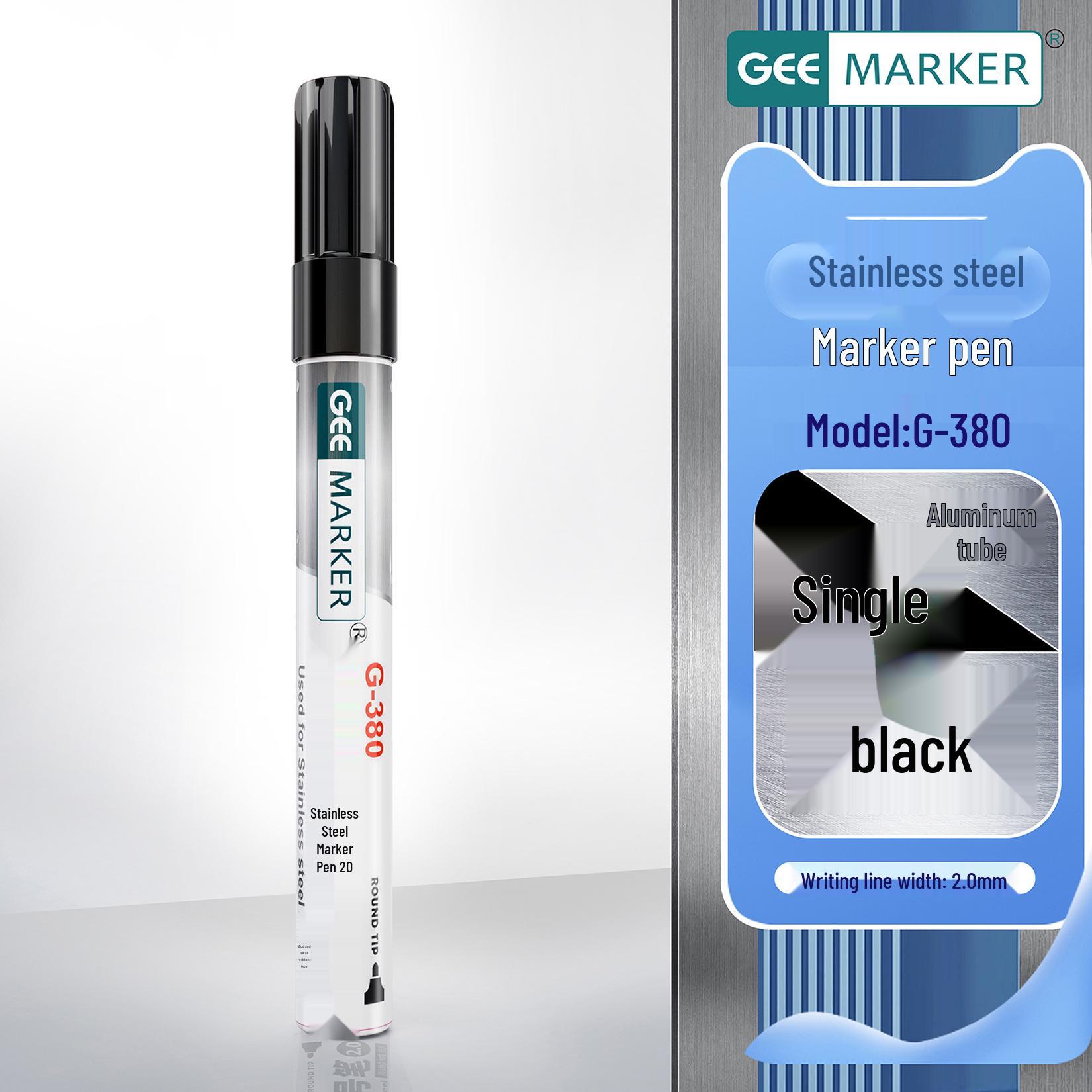 Geemarker Oil-Based Stainless Steel Quick-Dry Marker: Water-, Oil-, High Temp, Acid & Alkali Resistant. чёрный