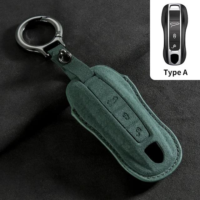 

For Porsche 958 Macan 911 Panamera 996 991 Boxster 987 997 2019 2020 Suede Car Key Case Cover Protector Keychain Accessories