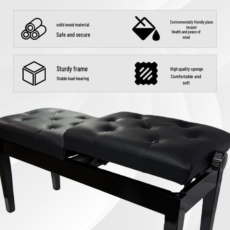 Klavierbank für zwei Personen mit unabhängiger Höhenverstellung und Lackierung