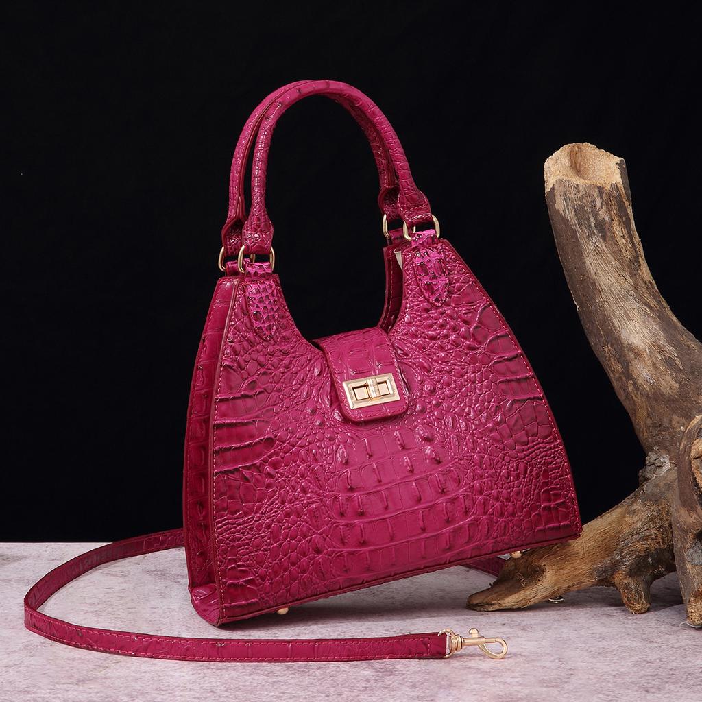 European and American Retro Independent Station Hand-held Armpit Bag French Stick Women's Bag Crocodile Pattern Brahmin