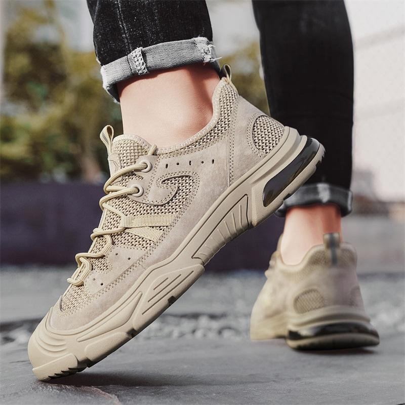 Fashion Outdoor Walking New Men Casual Shoes Summer Breathable Thin Driving Shoes Beach Vacation Mesh Shoes Feet Anti Slip Sports Shoes