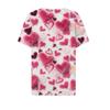 Women's Fashion Casual V,Neck Short,Sleeve T,Shirt With Decorative Buttons And Valentine's Day Print Top