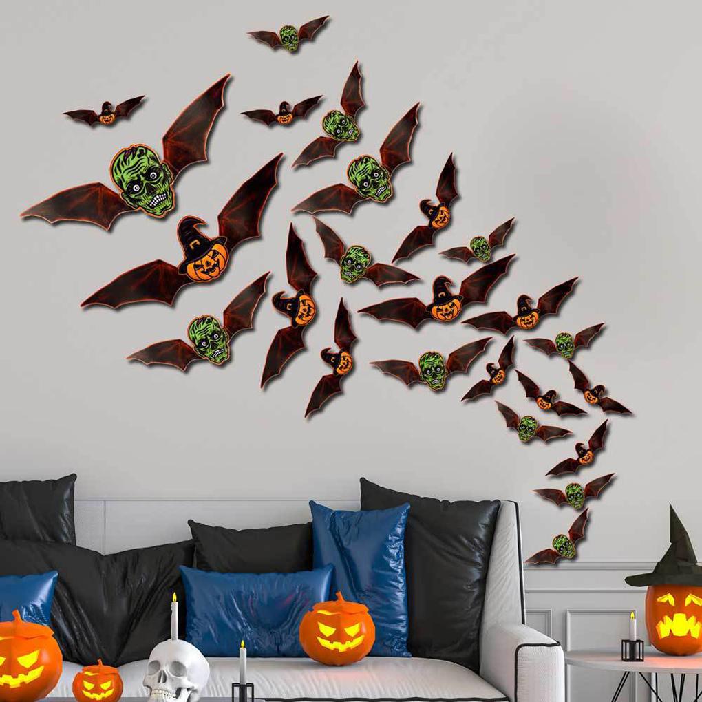 2025 Nové Halloweenské 3D Černé Pavoučí Samolepky na Zeď Halloween DIY Dekorativní Nástěnná Samolepka Halloween Hororový Pavouk Odnímatelné Samolepky