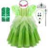 Girls Princess Tiana Dress Up Costume Cosplay Princess and The Frog Clothing Birthday Party Halloween Fancy Ball Gown