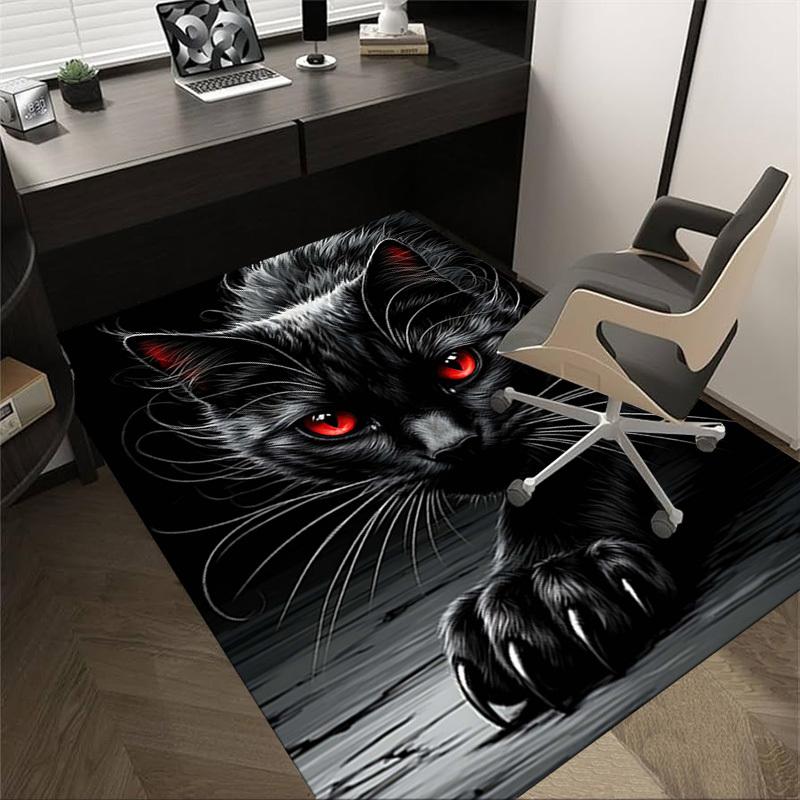 

1PC Black Cat Non-Slip Floor Carpet Compatible for Office&Living Room&Bedroom&Dining room - Flat-Weave Machine-W273 60cm by 90cm