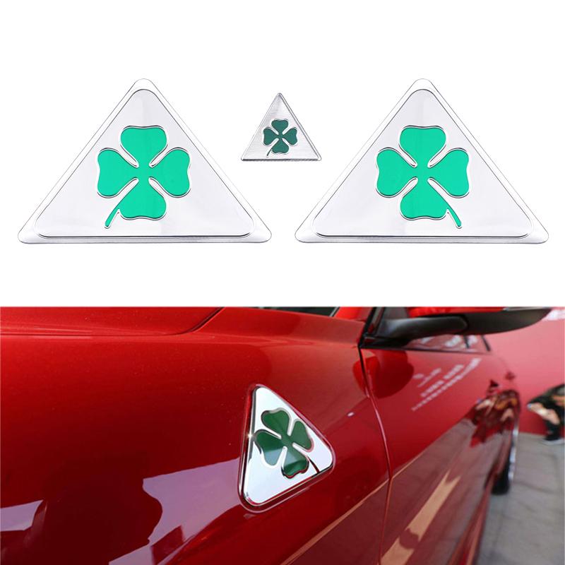 1/3pcs 3D Aluminum Quatrefoil Car Side Fender Trunk Badge Sticker Decals For Alfa Romeo156 159 Giulietta Stelvio Gta QV 147qwe5