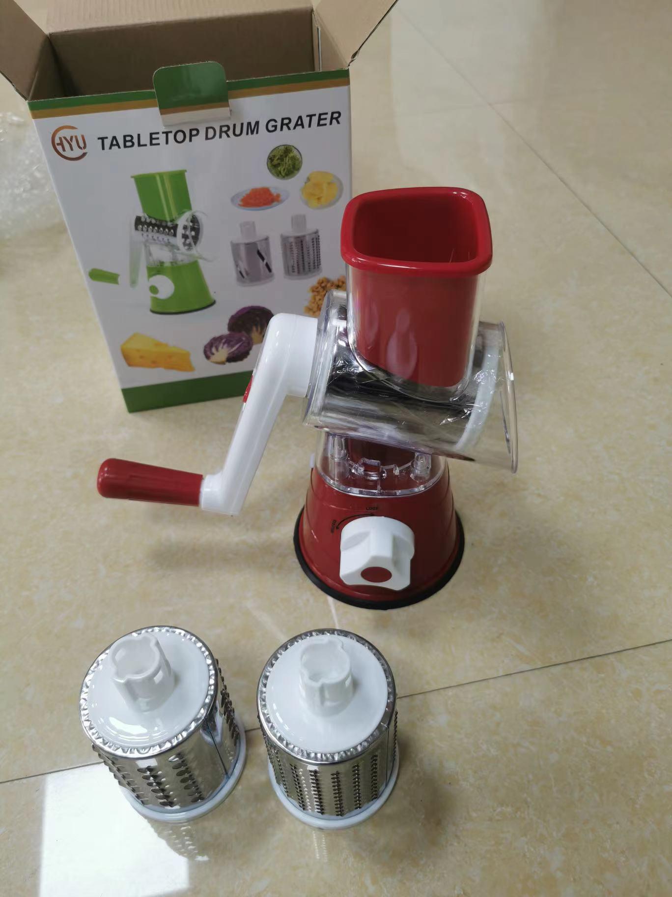 3-in-1 Hand-Crank Vegetable Cutter & Rotary Grater красный