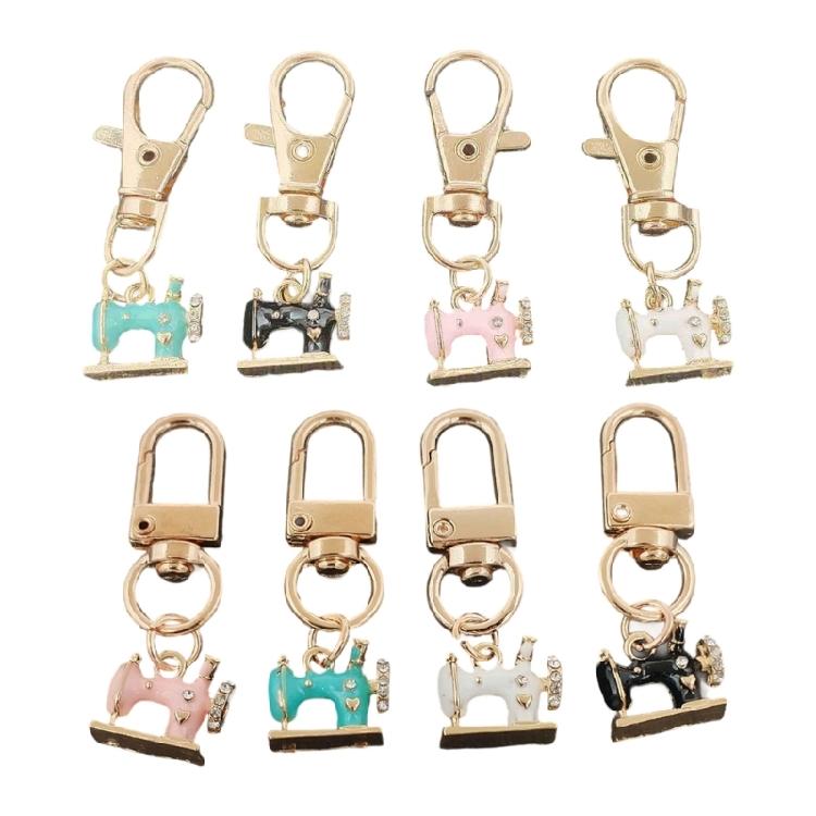 4 Piece/pack Antique Sewing Machine Key Holder With Rhinestones Detail Alloy Meaningful Gift For Anniversary New Year