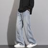 Spring and Summer Men's Wide-leg Jeans 2026 New Slim Straight Wide-leg Youth Curved Pants Trendy