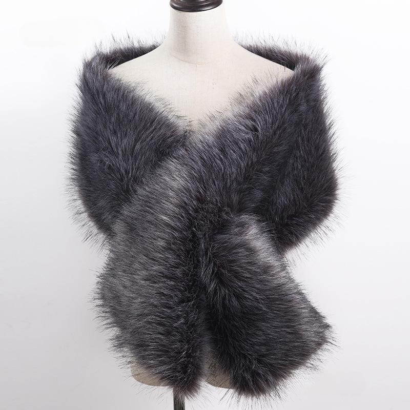 Herbst Winter Luxus Kunstpelz Schal Schals Damen Plüsch Schal Vertuschen Für Hochzeit Party Pelz Achselzucken Lange Wrap Cape