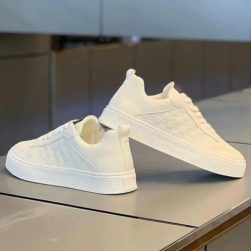 Weiße Lässige Leder Herren Sneaker Schuhe Bequeme Trend Board Schuhe für Herren Atmungsaktive Sneaker Sportschuhe Herren Laufschuhe