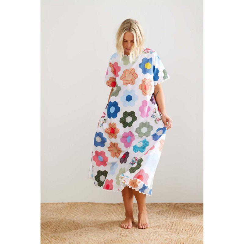 

New round Neck Lace Loose Casual Lace up Dress Color S