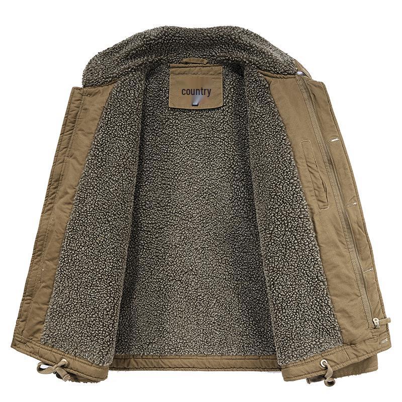 Men's Lambswool Coat: New Style Autumn/Winter Thick Velvet Warm Cotton Workwear Jacket