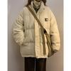 American Style Corduroy Patchwork Cotton Jacket - Stand Collar, Loose Fit, Thick Padded Winter Coat.
