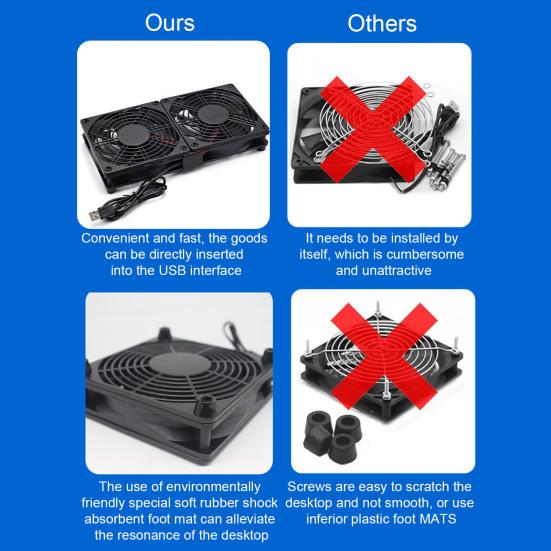Router Chladicí ventilátor 5V USB Počítač Tablet Host Pouzdro Chladicí ventilátor Tichý Silný vítr Nárazuvzdorný Stabilní výstup Chladicí ventilátor Chladič