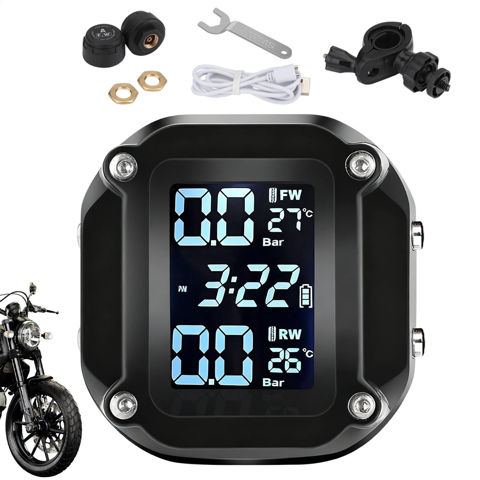 

Motorcycle Tire Pressure Monitor M5 LCD Display Motorbike Detector Waterproof Real-Time Pressure Monitor System With Sensor CN