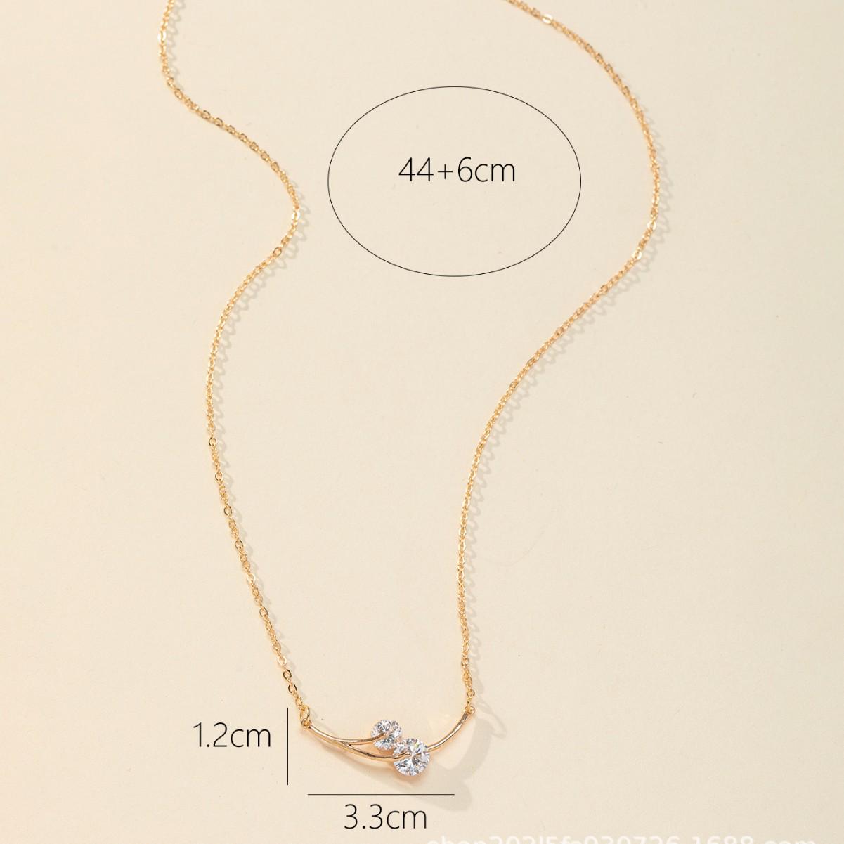 Copper Inlaid Cubic Zirconia Double Star Necklace - Elegant and Versatile Clavicle Chain