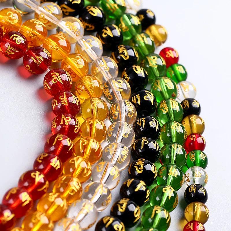 Crystal Agate Six-Syllable Mantra Beads for DIY Jewelry & Buddhist Bracelets