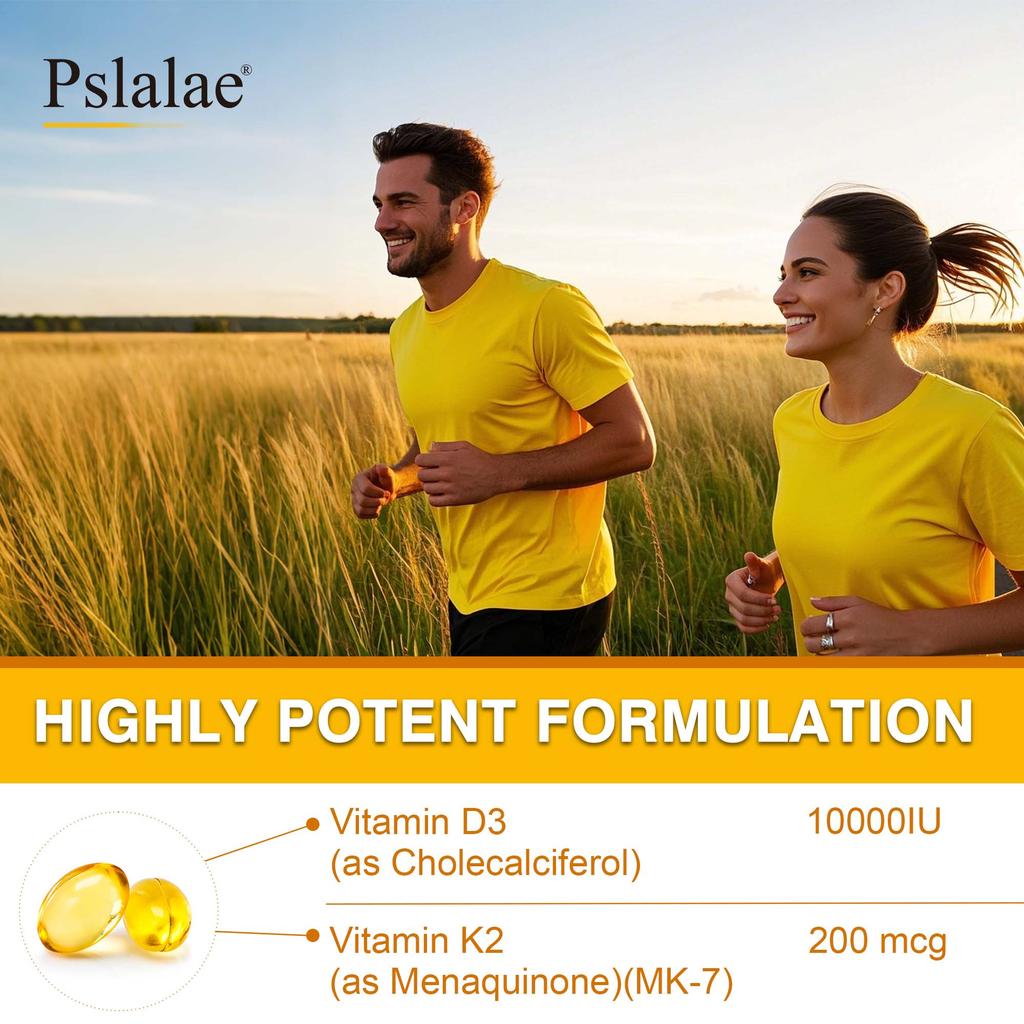 Vitamin D3+K2 Komplex Kapseln, für Kalziumaufnahme, Knochengesundheit, Gelenkpflege und Immunstärkung; Geeignet für Erwachsene.