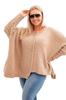 Camelowy Sweter Damski Oversize Plus Size Z Asymetrycznym Dołem