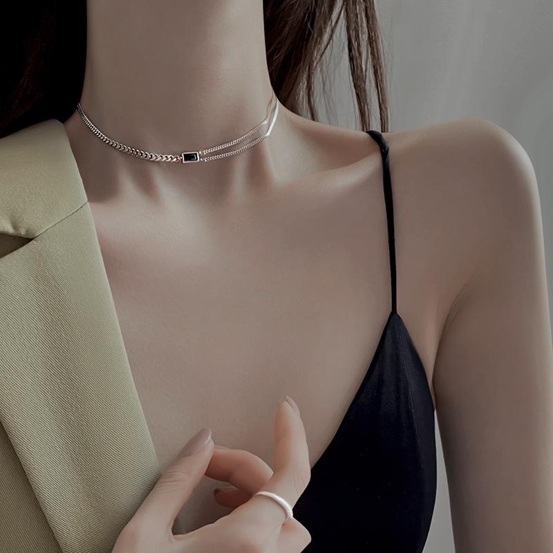 2021 Women's Square Plate S925 Silver Retro Clavicle Necklace - Trendy Summer Choker
