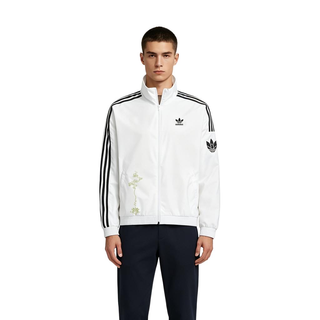 Adidas Originals RETRO TREFOIL Jackets Unisex Bright White Stand Colla