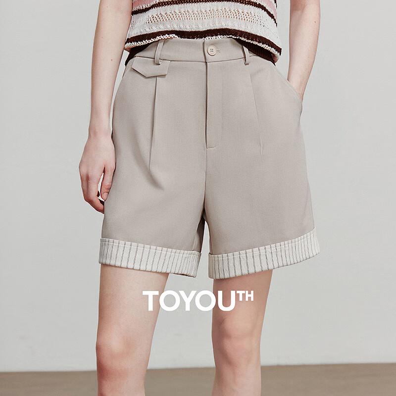 Chuyu Women s Striped Fold-Over Wide-Leg Shorts M