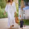 2026 Spring/Summer Women's Cotton Linen Long Sleeve Cardigan Dress