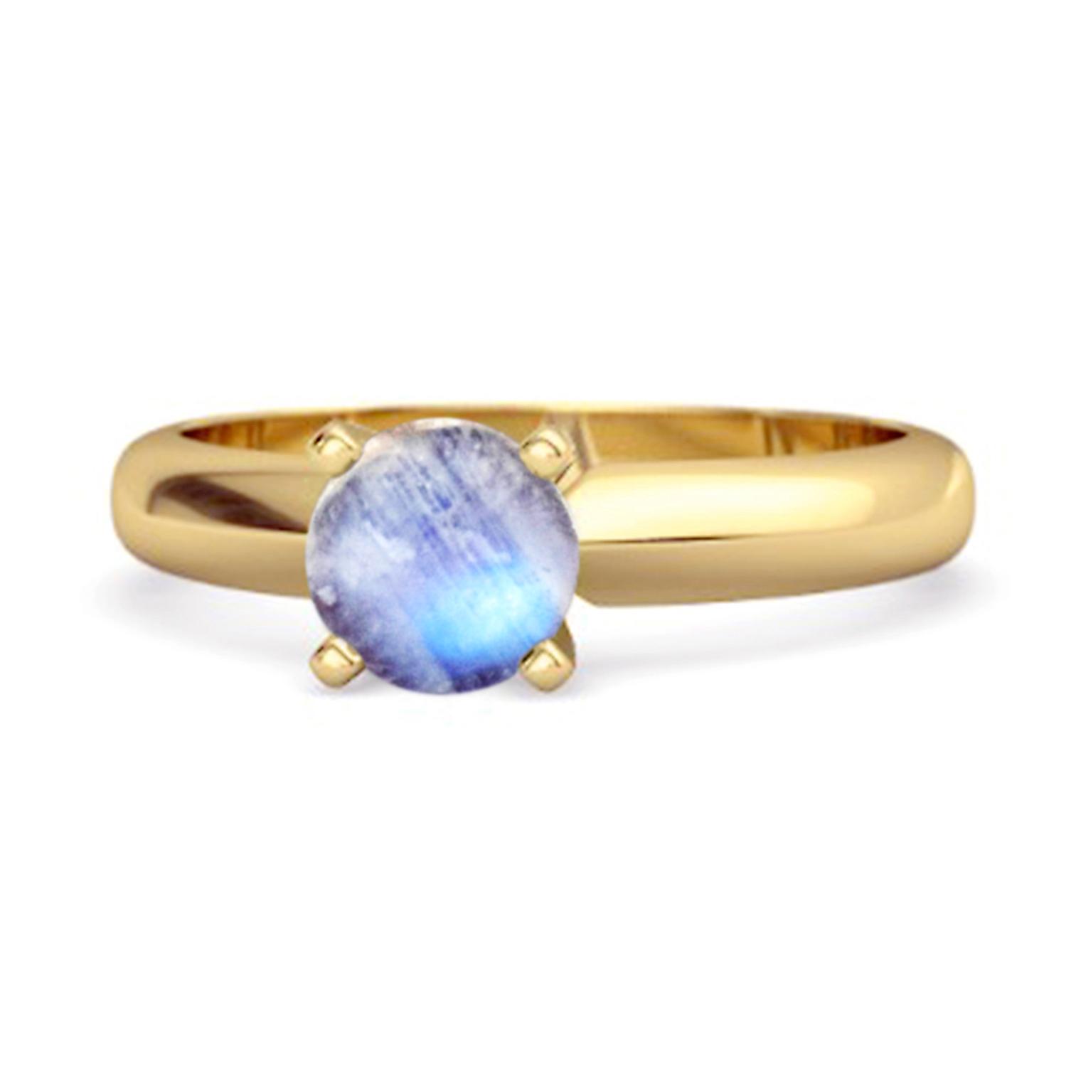 

Solitaire 0.25 Cts Brilliant Cut Moonstone 925 Sterling Silver Gold Vermeil Promise Ring 7.5