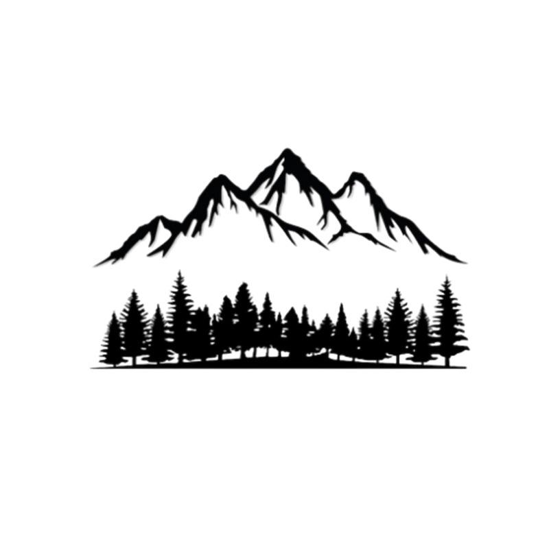 Metal Mountain Forest Art: 2-Piece Decorative Wall Set for Living Room