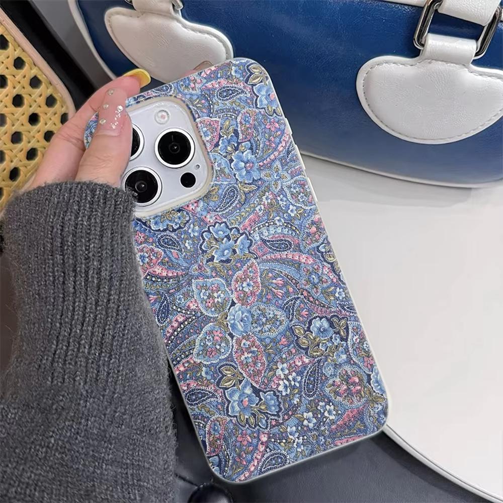 Vintage Style Floral Mural Pattern Silicone Phone Case For iPhone 17 Pro 17Air 13 16 15 14 12 11 Pro Max Soft Bumper Cover Funda