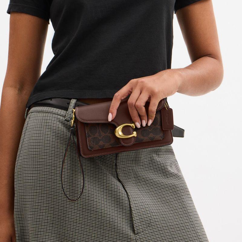 Coach Tabby 19 Brand Logo Artificial Leather and Cowhide Crossbody Bag Small Women's Maple Brown