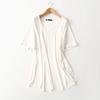 Export Tail Single Loose Slimming V-neck Mid-Length Wide Twill Cotton Silk Shirt Plus Size Ladies Plus Size Artificial Cotton Tops Summer