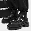 Platform Zipper Shoes for Men Luxury Shoes Leather Business Dress Shoes All-Match Casual Wear-Resistant Footwear Chaussure Homme