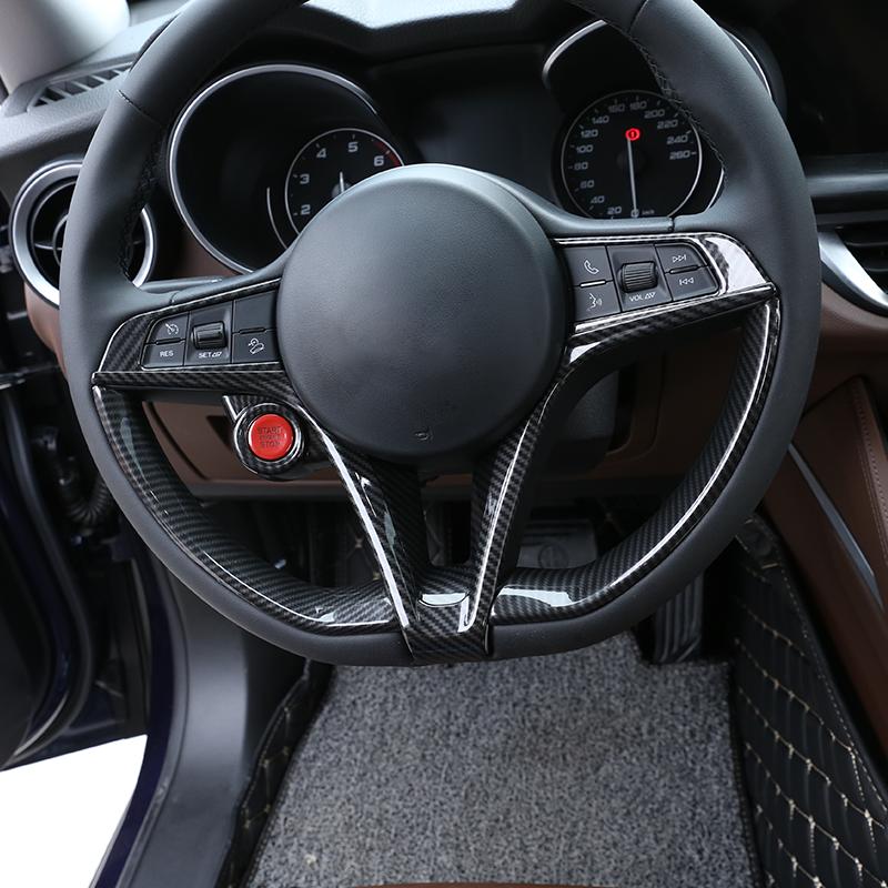 Pour 17-19 Alfa Romeo Giulia/Stelvio volant cadre en V Boîte de démarrage une touche Autocollant de décoration bouton de volant ABS