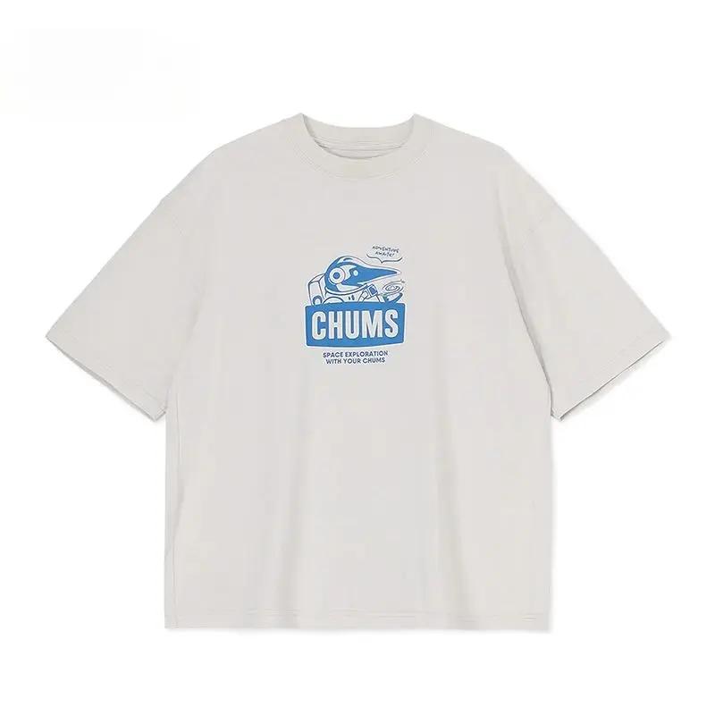 CHUMS Sports Outdoor Short Sleeve Men Women Universe Theme Print Casual Oversized Round Neck T-shirt Unisex Comfortable Top Tees