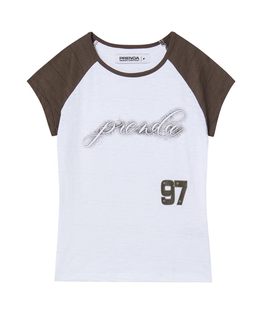 PRENDA Spray Logo Slub Raglan Tee Brown