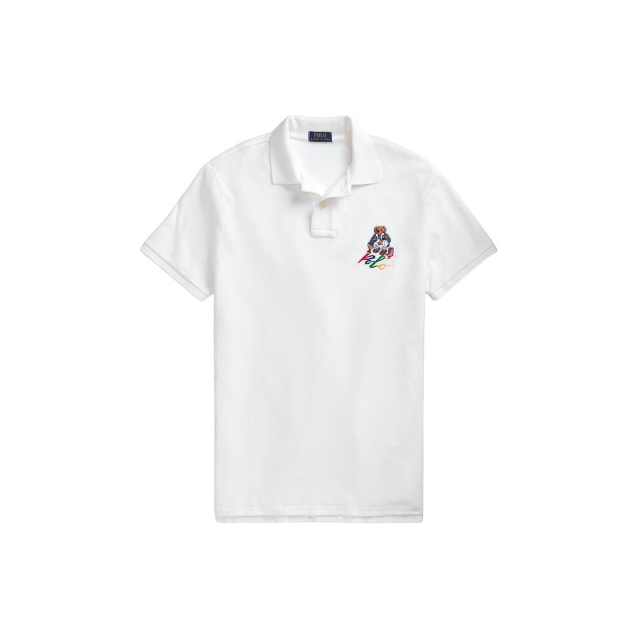 

Polo Ralph Lauren Медвежий логотип вышитый Slim Fit рубашка поло с коротким рукавом мужские рубашки поло белые MNPOKNI1N822607-100 L