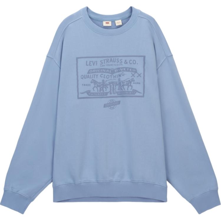 Levis Loose Fit Round Neck Printed Casual Long Sleeve Sweatshirt Men sweatshirt Blue 0019A-0002