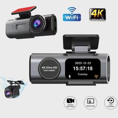 4K Dual Lens Driving Recorder with High-definition Ultra Wide Angle Night Vision, WiFi Front and Rear Dual Recording, GPS In Car Recording