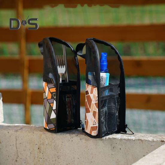 Outdoor Cutlery Storage Bag with Mesh Pocket Waterproof Portable Travel Camping Picnic Chopstick Fork Spoon Utensils Organizer Drying Carrying Bag