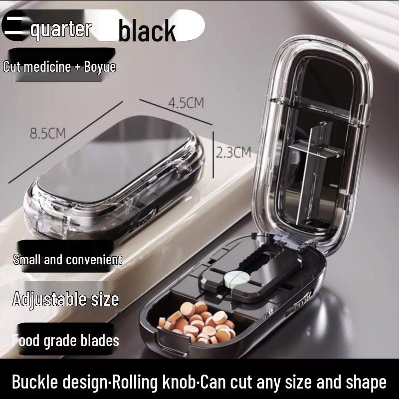 Portable Travel Pill Cutter: Splits Pills Into Halves or Quarters
