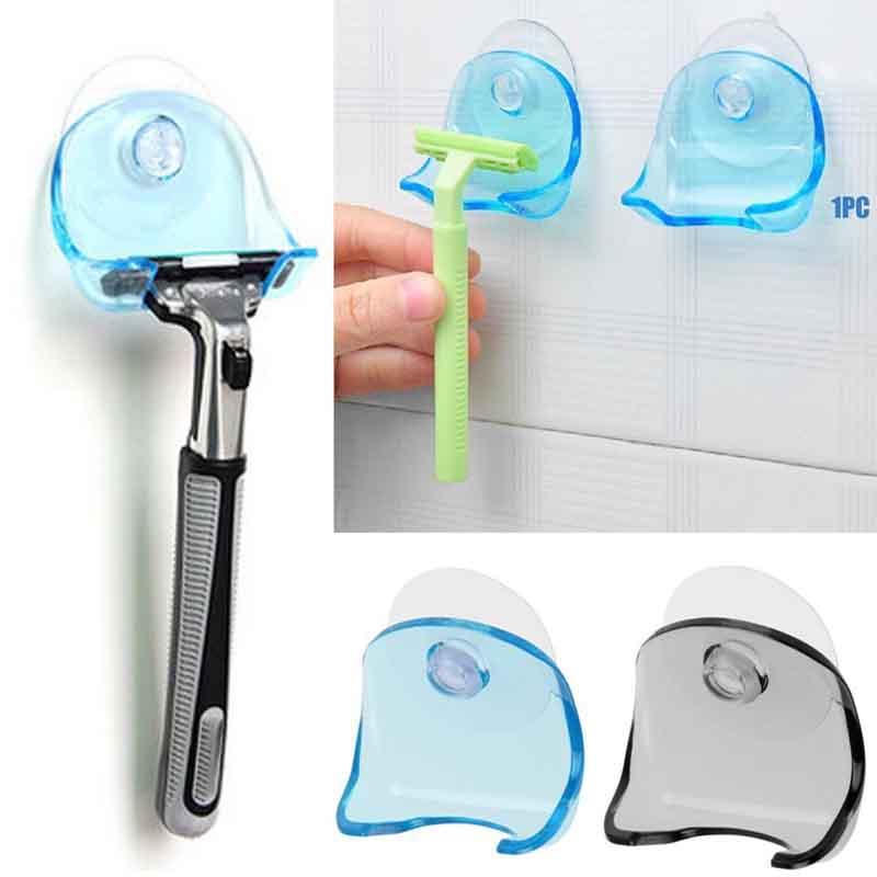 Modern Plastic Super Suction Cup Razor Organizer Holder For Bathroom Wall Storage