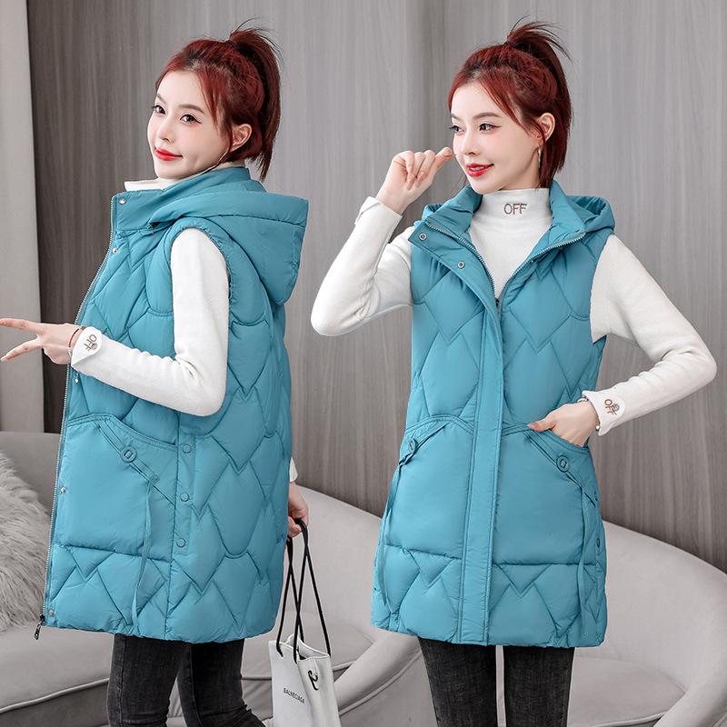 

Down Cotton-Padded Jacket Vests Women s Outwear Autumn Winter Thick Warm Vest Long Fashion High-End Genuine Goods Vest Waistcoat L